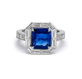 Sapphire and baguettes ring