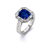 Sapphire and baguettes ring