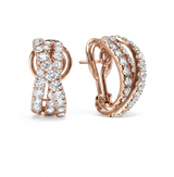 packshot - 3 row diamond earrings n a woven design set in 18k rose gold