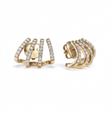4 row huggie earrings — yellow gold earrings, front view packshot