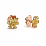 front few packshot of fancy yellow flower studs made from pear shapes