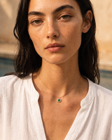 Diamond and Emerald Halo Necklace