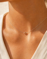 Oval Orange Sapphire Diamond Halo Necklace