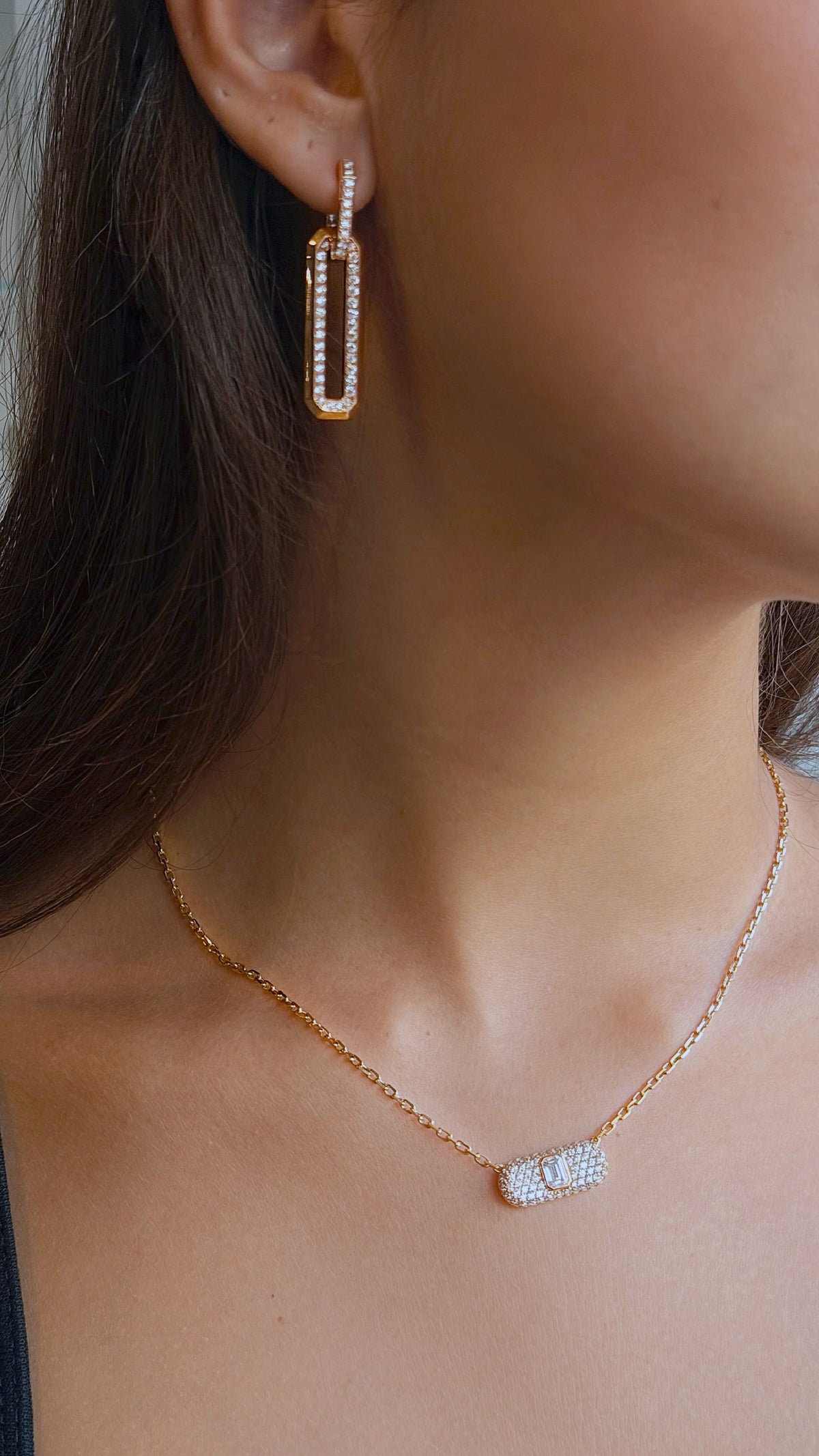 Rectangular drop earrings