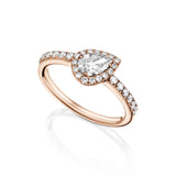 Tilted Pear Shape Diamond Halo Ring