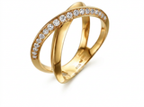 **AN INTERSECTION OF ELEGANCE A DANCE OF LIGHT** — yellow gold ring, front view packshot