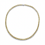 Yellow diamonds are notoriously difficult to match, but this necklace manages a remarkably — white gold necklace, front view packshot
