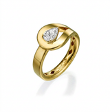This ring is built around the idea of a bypass, but with a significant amount of gold weig — ring packshot, 3/4 view