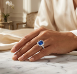 Sapphire and baguettes ring
