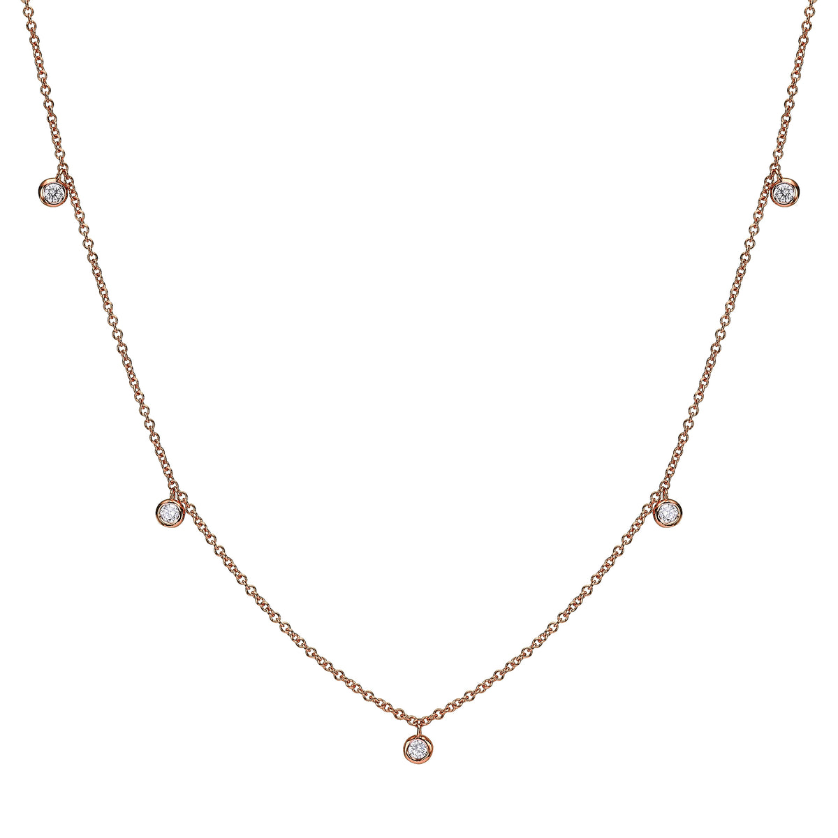 5 Hanging Diamond Bezel Station necklace