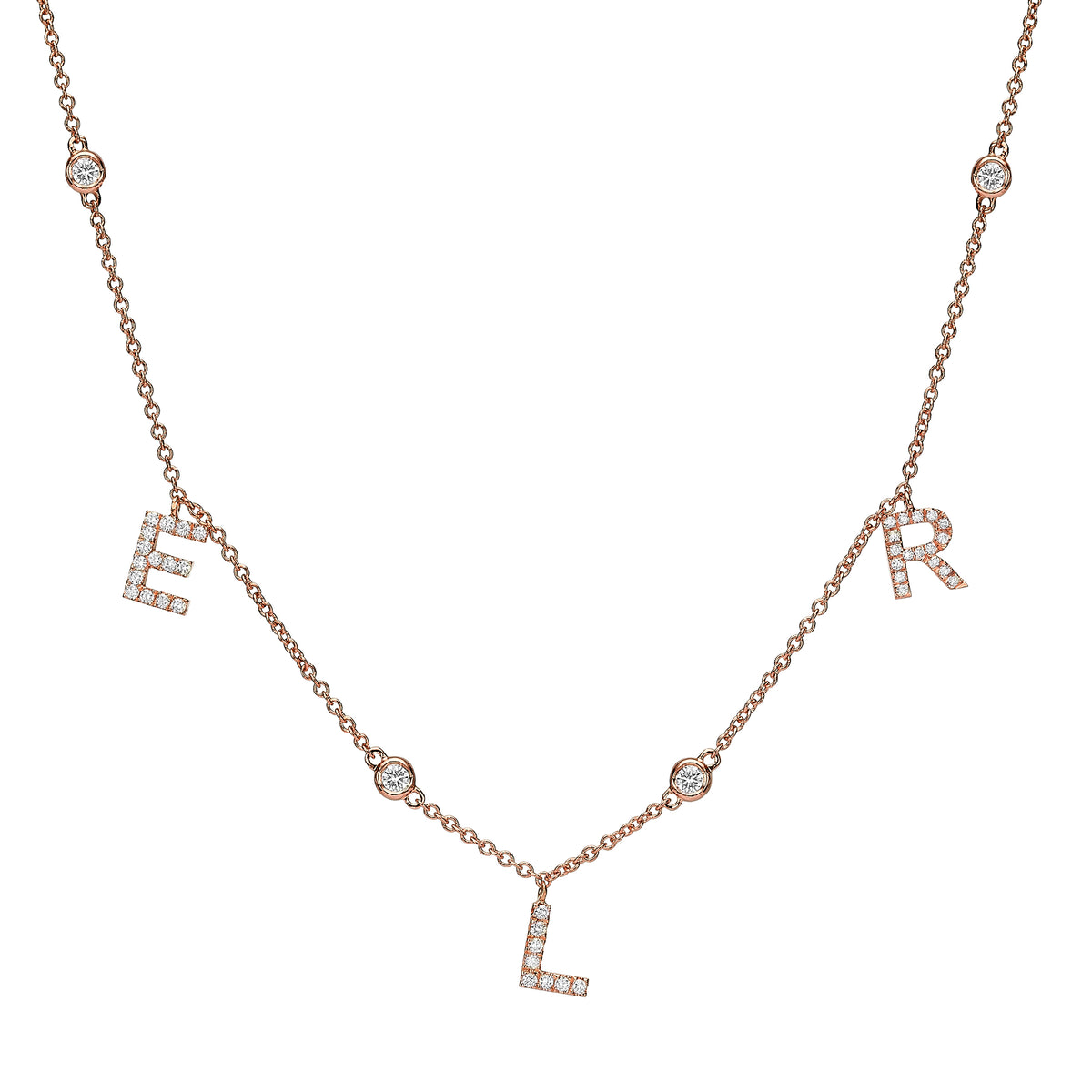 3 Diamond Initials and Station Necklace