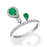 Pear-Shaped Emerald Diamond Ring
