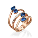 Open Pear-Shaped Sapphire and Diamond Ring