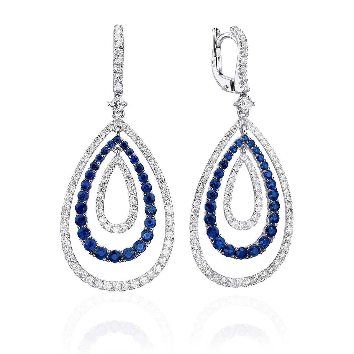Diamond and Sapphire Drop Earrings