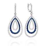 Diamond and Sapphire Drop Earrings