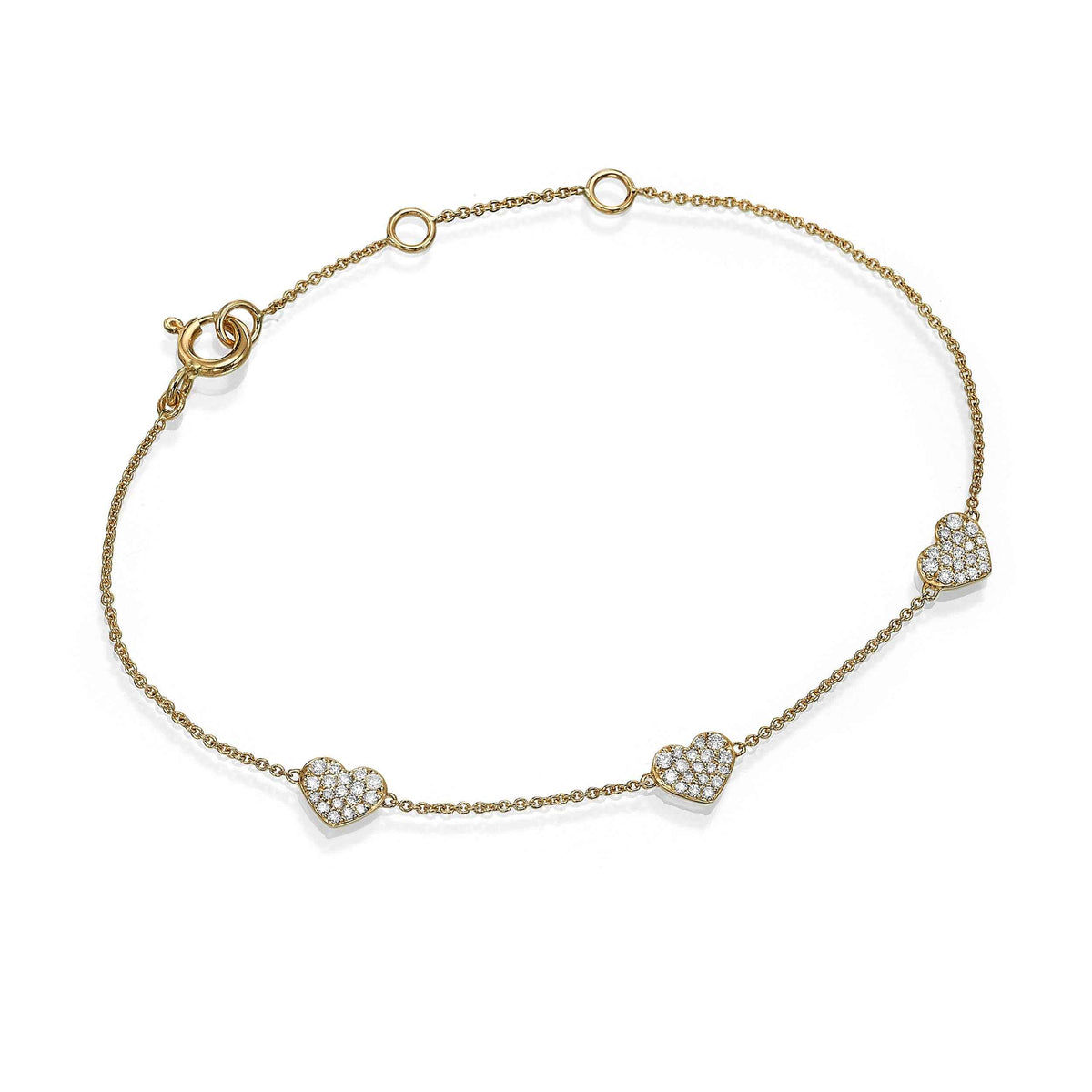 Triple Pave Heart Bracelet