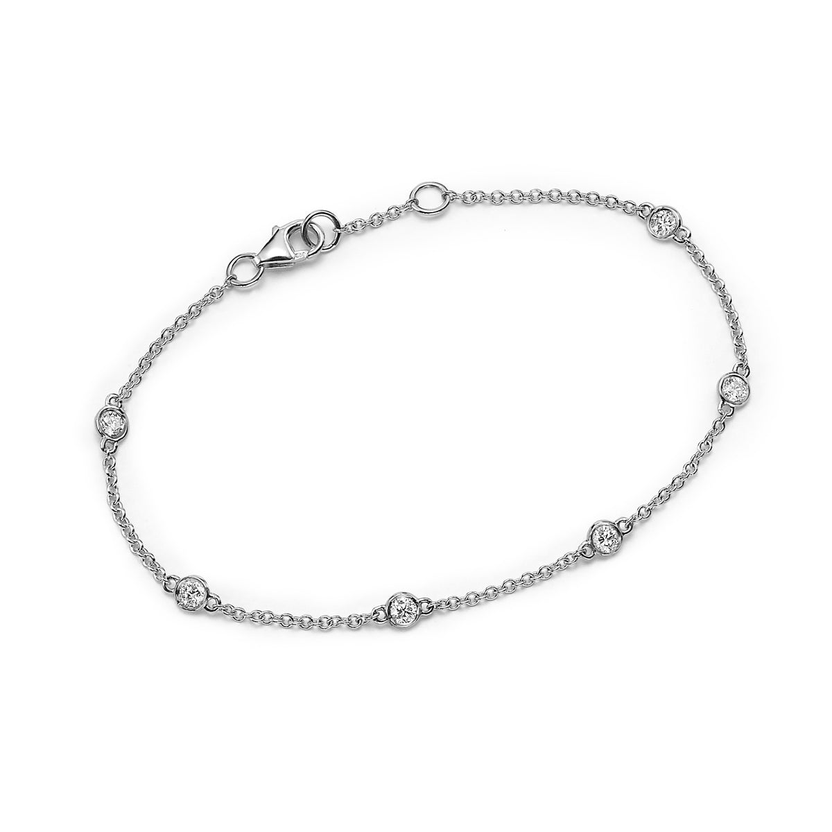 6 Diamond Bezel station bracelet white gold