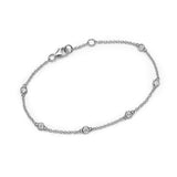 6 Diamond Bezel station bracelet white gold