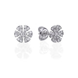 Minimalist Flower Stud Earrings white gold 18K