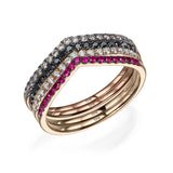 stacked v shape diamond rings