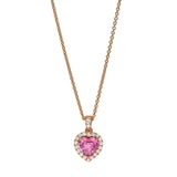 Pink sapphire heart diamond pendant