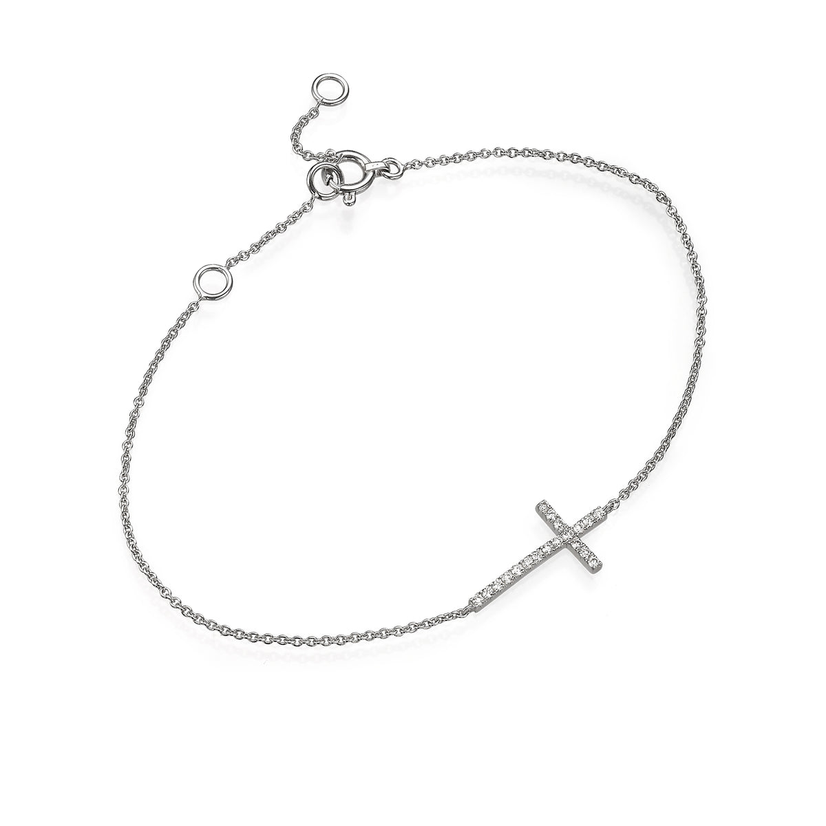 Diamond Cross Bracelet white gold 18k