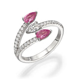 Pear shape Sapphire and diamond open ring