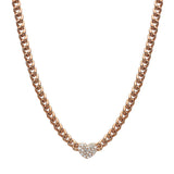 Heart Pave Chain Link Necklace