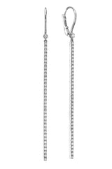 Long Diamond bar Earrings white gold 18K