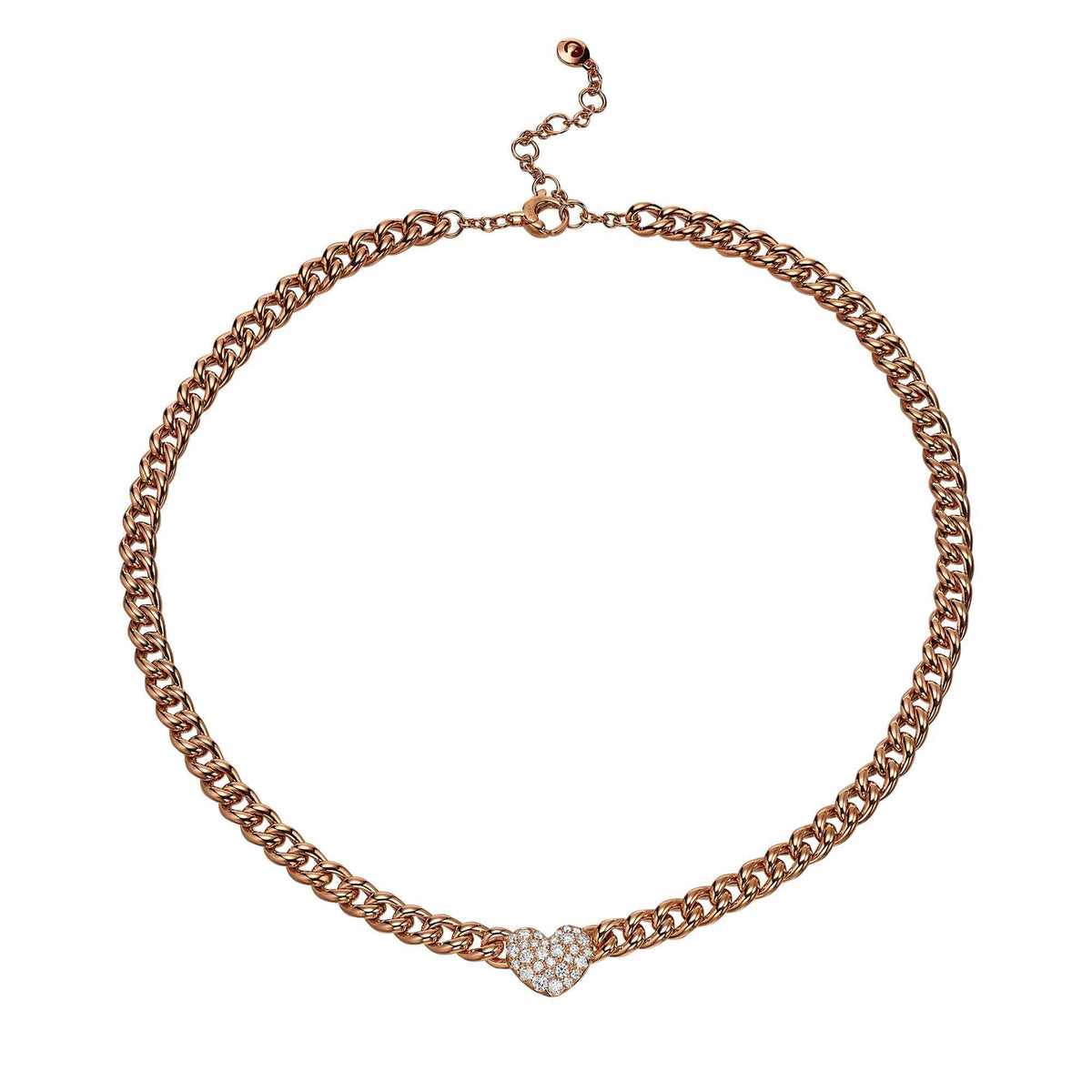 Heart Pave Chain Link Necklace