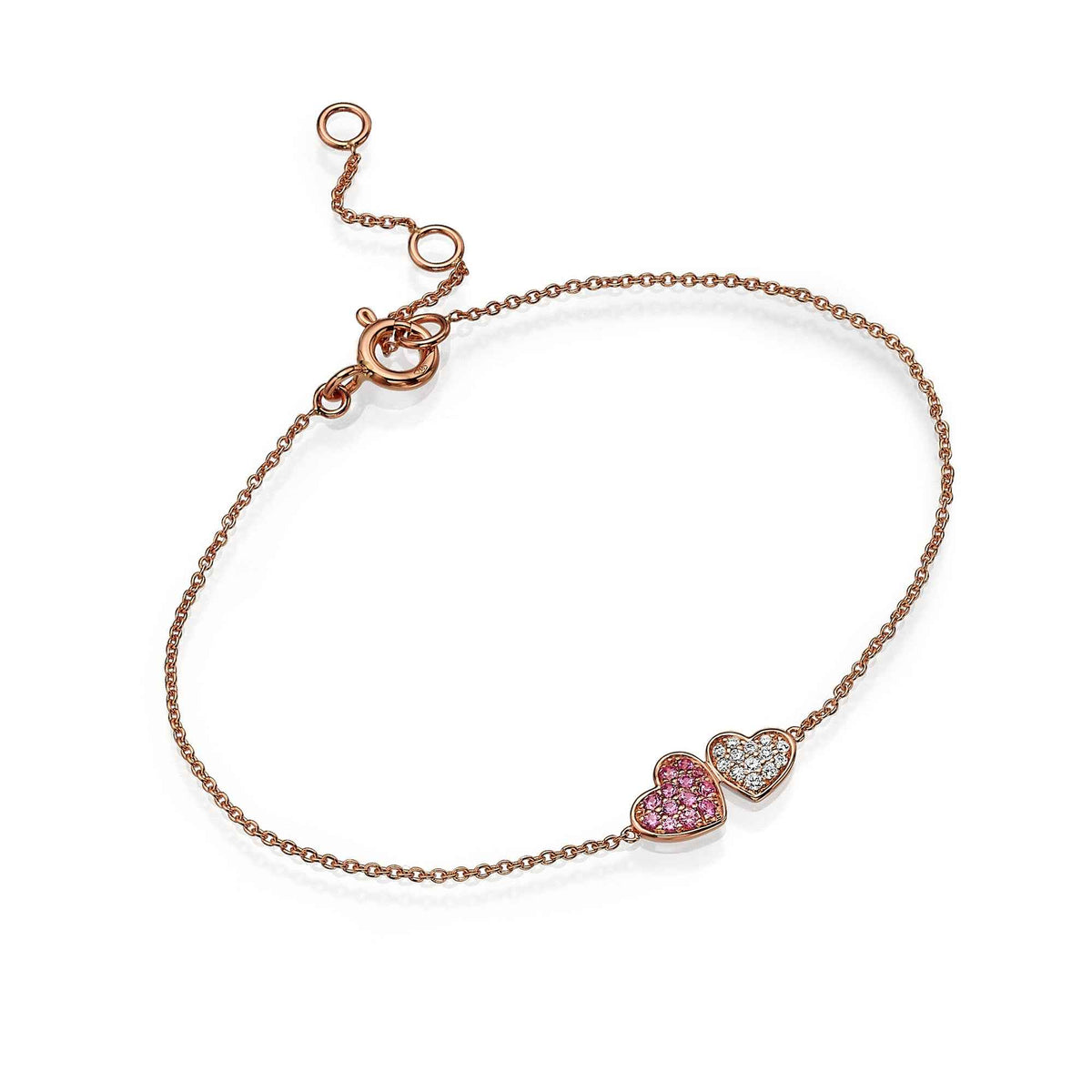 Double Heart Diamond Sapphire Bracelet