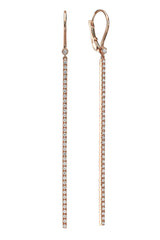Long Diamond bar Earrings rose gold 18K