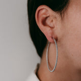 Lifestyle - 5.5cm large diamonds hoops on ear in white gold