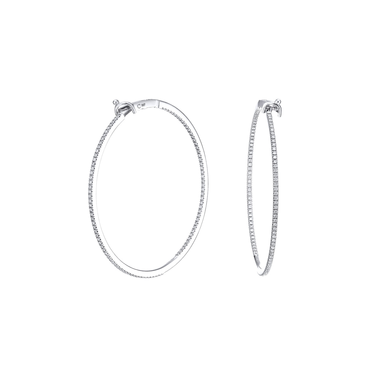 Packshots - Large Diamond Hoops 18K white gold