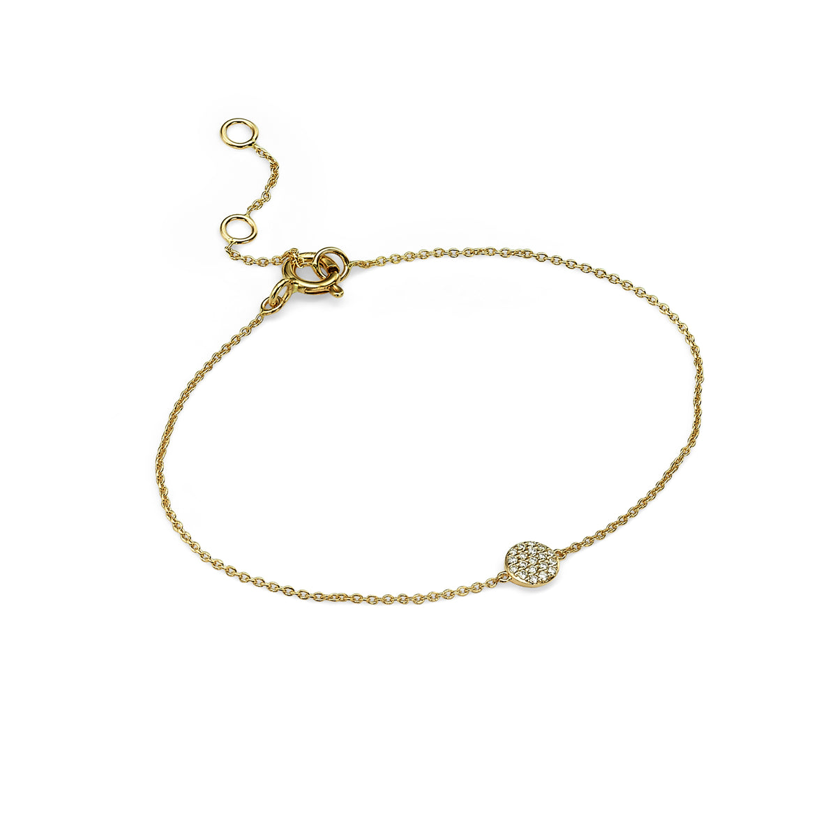 Round Pave Diamond Bracelet yellow gold 18k