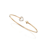 rose gold diamond heart bangle side
