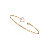 rose gold diamond heart bangle side