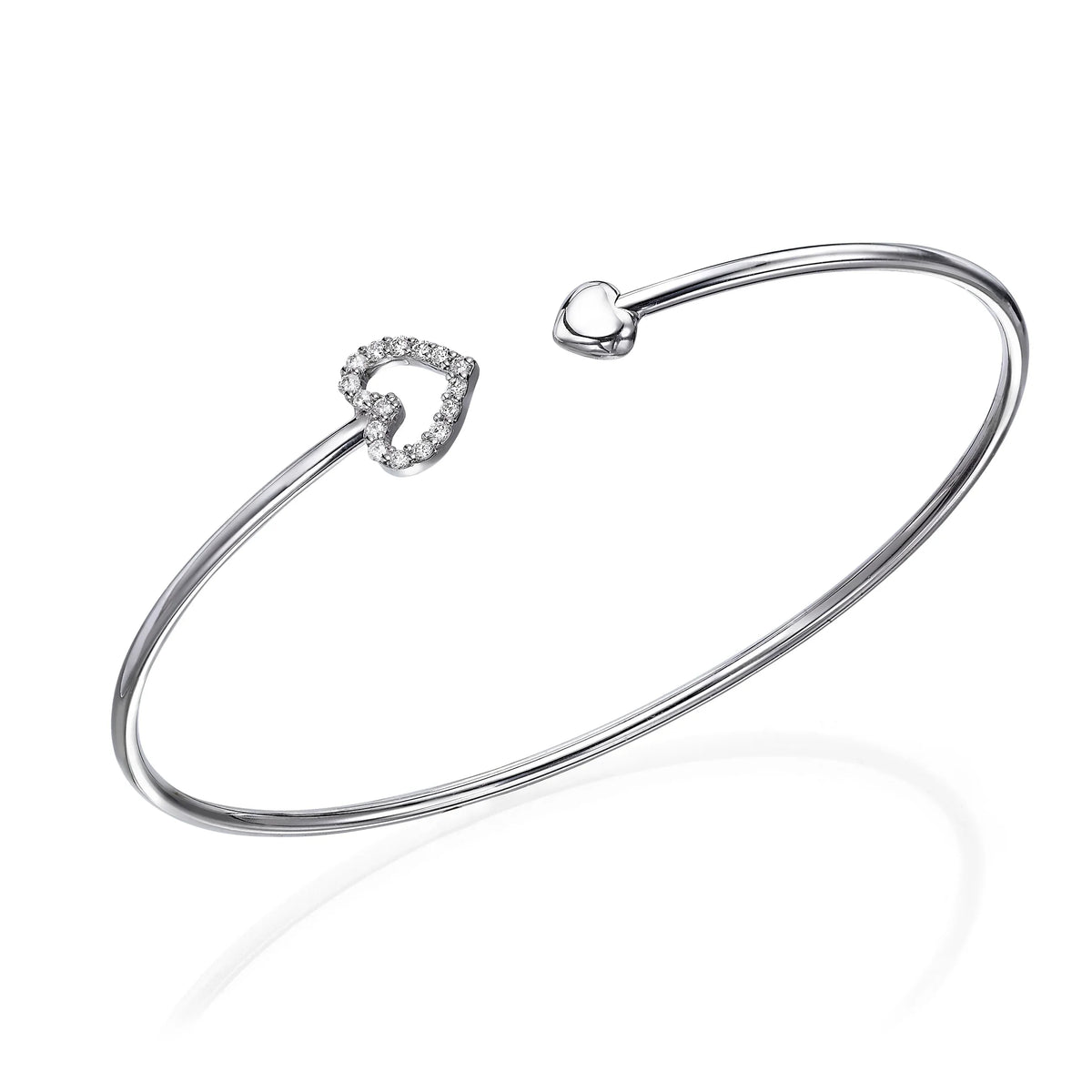 white gold diamond heart bangle