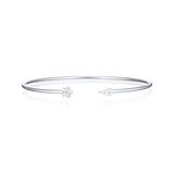 Pear shape diamond and diamond flower bangle front