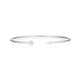 Pear shape diamond and diamond flower bangle front