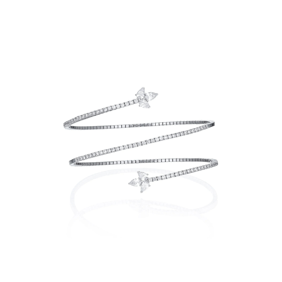 Spiral Diamond Bangle with pear shape diamonds