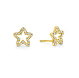 Pave diamond star earrings 18k yellow gold