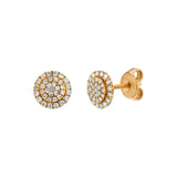 Pave Diamond Stud Earrings yellow gold 18K