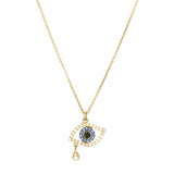 diamond evil eye with sapphires 18K rose gold