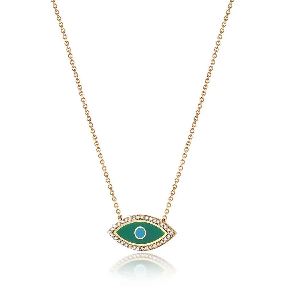 Enamel Diamond Evil Eye Necklace