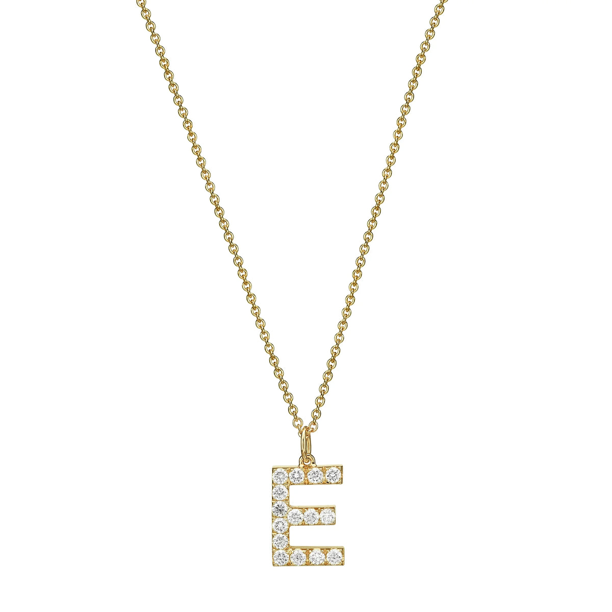 Large diamond initial 18K yellow Gold