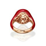 Red Enamel Diamond Signet Ring