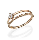 Double Ring with Mini Diamond Flower