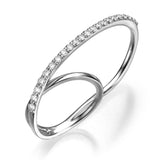 Double Finger Ring with Single line setting