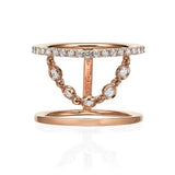 Double Band Ring with Dancing Diamond Chain rose gold 18K sideview